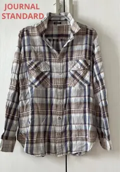 【ジャーナルスタンダード】 チェック柄シャツ 綿 ブラウン