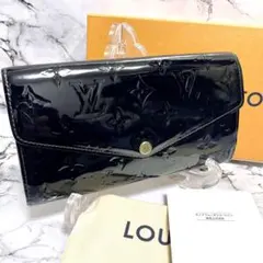 ルイヴィトン　ヴェルニ　ポルトフォイユ　サラ　バイカラー　ブラック×ピンク