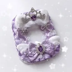 硬質ケース トレカケース レースデコ猫耳 紫 むらさき ティアラ 王冠 量産型