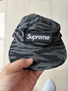 Supreme タイガーストライプCamp CAP ブラック