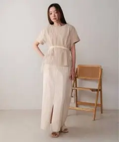 Bab チュールドッキングギャザーカットソー ベージュのサムネイル