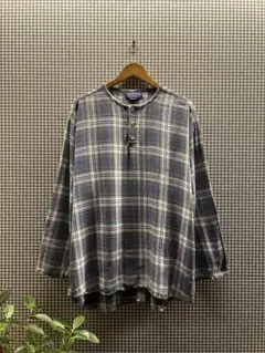 80s SAVILE ROW Henryneck check shirt