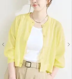 【超美品】B.C STOCK シアークルーカーディガン　イエロー　黄色のサムネイル