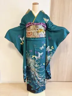 FR-3◇振袖 フルセット◇暈し染め 駒刺繍 正絹 袷◇成人式◇トール
