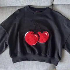 KIRSH 韓国チェリー刺繍 ブラック トレーナー