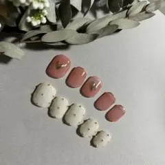 ［no.4］現品限り　ピンクネイル　ハートネイル　先端ミラーネイル