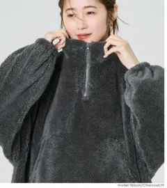 coca コカ　ボアハーフジップブルゾン チャコール　新品