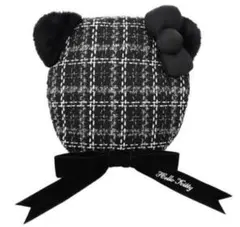 USJ キティ ツイードベレー帽　黒　24時間以内の発送可能‼️