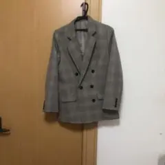 グレー チェック柄 ダブルブレストジャケット