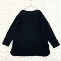 tシャツ ロンT 長袖カットソー 黒 M ラウンドネック 無地 ストレッチ