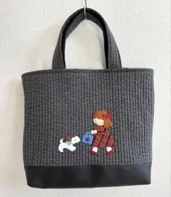 アップリケ　ヌビバッグ　グレー×ファミリアチェックブルー アップリケ ヌビバッグ グレー×ファミリアチェックブルー 2025年