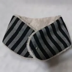 マフラー 縞柄 黒/白 ネックウォーマー ハンドメイド