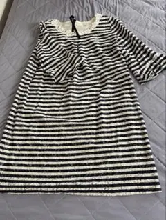 ローズティアラ　ストライプ ミニワンピース 半袖 レース
