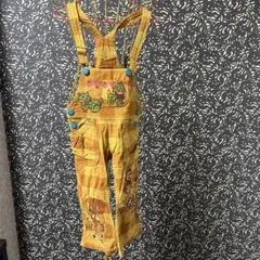 グラグラ　イエロー刺繍オーバーオール