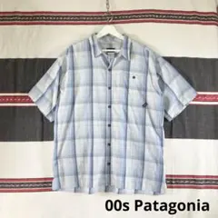 00s Patagonia オンブレシャドーチェック半袖シャツ ライトブルー希少