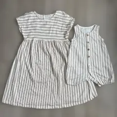 ユニクロ　ストライプ ワンピース　ロンパース セット 110cm 60cm
