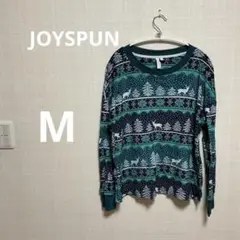 海外古着 JOYSPUN ノルディック柄長袖Tシャツ トナカイM
