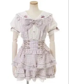 LIZLISA はしごリボンギンガムティアードスカパン ピンク