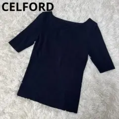 CELFORD セルフォード　アシメネックリブニット　半袖　ブラックのサムネイル
