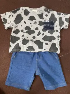 Buddy Lee 牛柄Tシャツとデニムパンツセット 80（別売り可）