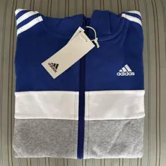 タグ付き　新品　未使用adidas パーカー 150 青/白/灰