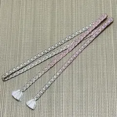 帯締め　絹　正絹　平組　長さ約149cm ピンク　ホワイト　ゴールド　FM76