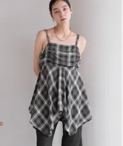 ⭐︎新品未使用⭐︎LOWRYS FARM オンブレチェックキャミチュニック