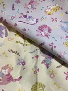 ラスト　3m分　猫柄　スケア　ハギレ　生地