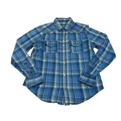 ru JEANS 青系チェック柄 長袖シャツ
