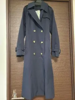ネイビー ロングトレンチコート