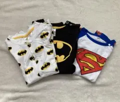 スーパーマン(80cm)&バットマンロンパーン(75cm)3枚セット