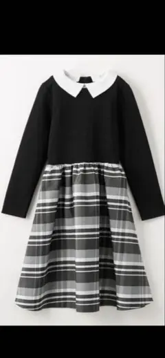 green label relaxingチェックタフタ襟付きワンピース