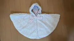 fafaグレー裏地花柄 フード付きポンチョ100～120サイズ