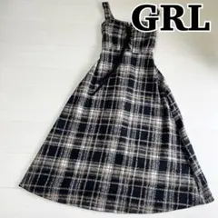 GRLグレイル　チェック柄 レースアップロング キャミワンピース