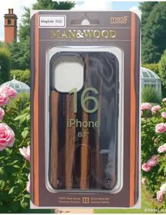 【新品・未開封】MAN&WOOD iPhone16 ケース 天然木 Ebony