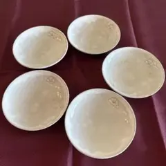【送料無料　美品】椿山荘　小皿 5枚セット 椿模様 陶器 和食器のサムネイル