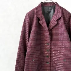 noa-ge テーラードジャケット ボーダー ポケット付き 裏地付き 大きめ