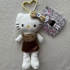 新品 ハローキティ ぬいぐるみキーホルダー 水玉 パール 足長 美品 ②