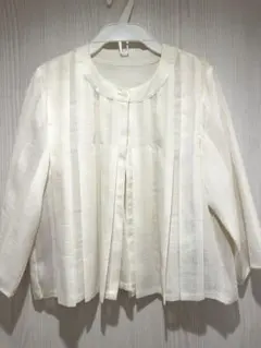 HIROKO BIS ホワイト プリーツ ボレロ カーディガンのサムネイル