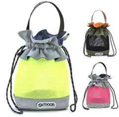 【美品】RISLEY × OUTDOOR メッシュバッグ 黄×紺×グレー 軽量のサムネイル