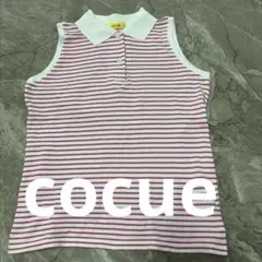 COCUE コキュ ノースリーブ ポロシャツ ボーダーピンク