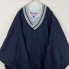 USA古着 チャンピオン champion ナイロンプルオーバー ネイビー 紺