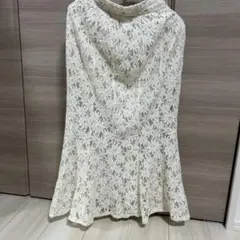 アイボリー 花柄 レース フレアスカートのサムネイル