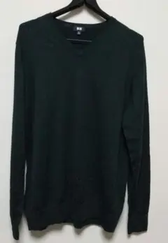 UNIQLO XL ニットセーター ウール100% ダークグリーン