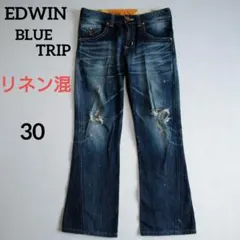 希少　Y2K　EDWIN BLUE TRIP　ブーツカットダメージ加工デニム