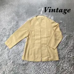 Vintage ヴィンテージ長袖カーディガン 薄手 ボタンレス 透け感 無地