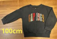【baby GAP】3Y 100cm 黒トレーナー　GAPロゴ 裏起毛　温か