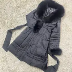 美品 MATERIAL ダウンコート ロング フォックスファー ベルト