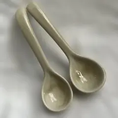クリーム色 陶器製 レンゲ 2本セット