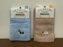 未使用 30cm×30cm シャーリングハンドタオル 刺繍 ひつじ ロバ綿100